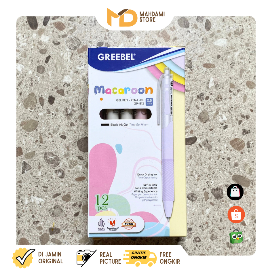 

GREEBEL PULPEN GEL / Greebel Macaroon GP-512 0.5 Hitam / Ballpen Gel Ballpoint Pena Gel