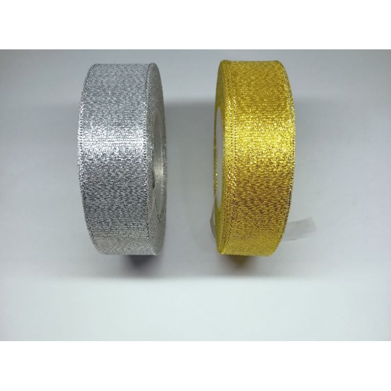 

pita metalik emas / perak 1inch ( lebar:2.5cm ) ( isi:25yard )