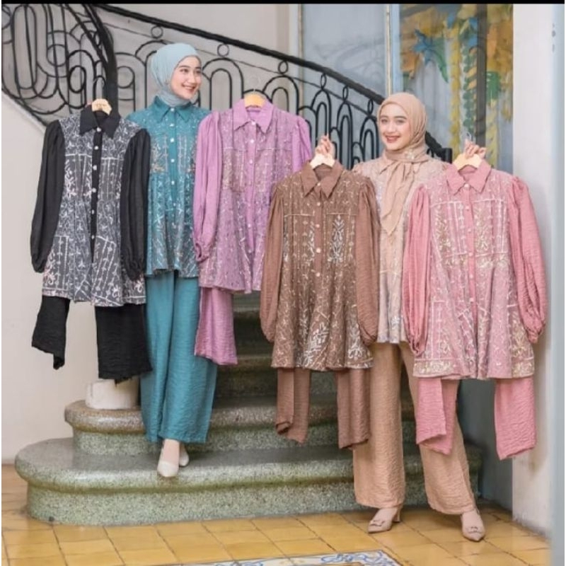 Setcel Wanita Dewasa Setcel Premium Set Stell Gaya Baru Wanset Wanita 2026 Setcell Ibu Ibu Hijab Wan