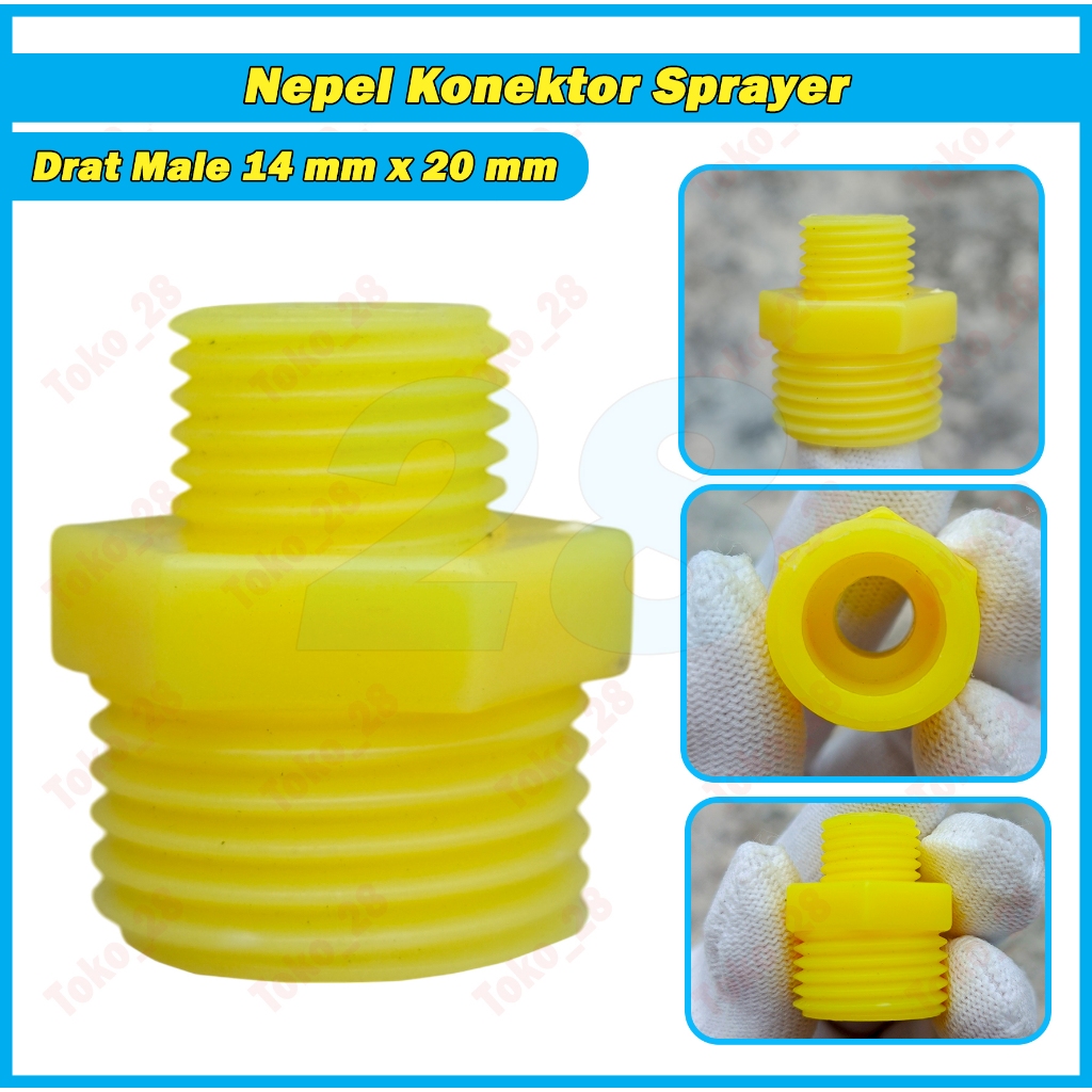 Konektor Sprayer Drat Male 14 mm x 20 mm ( 1/2 ) Sambungan Nepel Semprotan Elektrik Manual SS-701-T2
