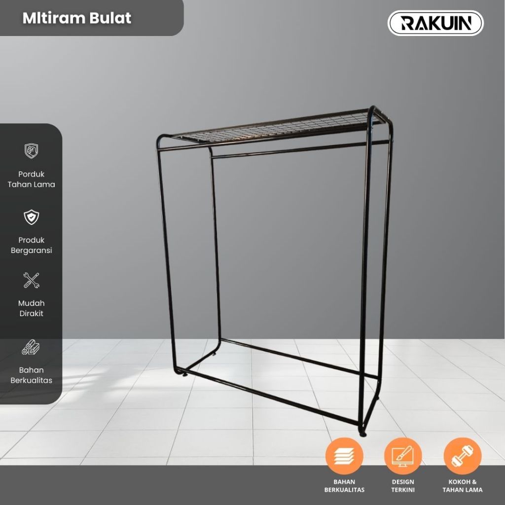 GAWANG MULTIRAM BULAT - GAWANG BAJU 2 SISI - BESI - RAKUIN