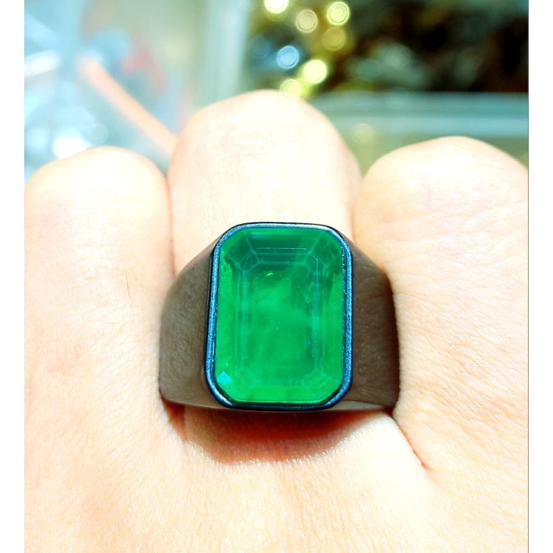 Cincin Batu Jamrud Jambiya Kualitas Super Colombia Catam serat unik siap pakai