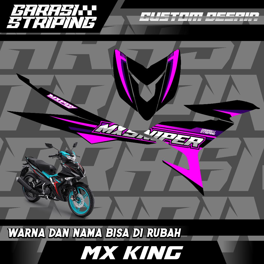 STRIPING CUSTOM VARIASI TRANSPARAN MX KING  STICKER VARIASI MOTIF TERBARU KEREN PINK MAGENTA DAN UNG