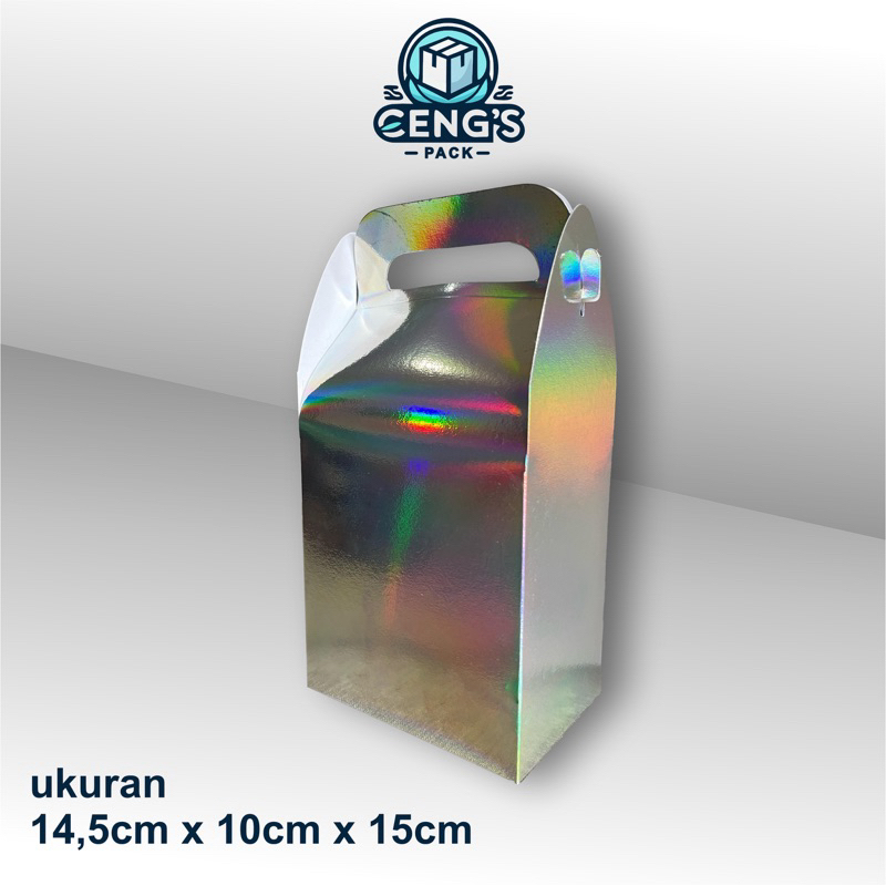 

(1 PCS) Gable Box Dus Hampers Hologram Polos Ukuran 14,5cm x 10cm x 15cm