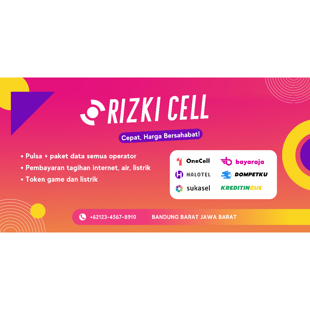 Banner/Spanduk/Baligo,konter pulsa,jual pulsa,konter hp,free desain,bebas costume