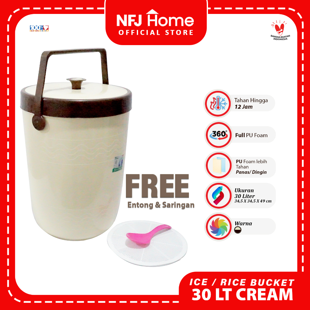 NFJ Rice / Ice bucket  30 Liter - Termos nasi 30 liter / Termos / Ice Bucket 30 liter Es
