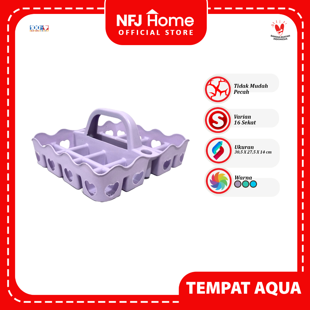 NFJ Rak Aqua Isi 16 - Rak Aqua Gelas Plastik Kapasitas16 Gelas