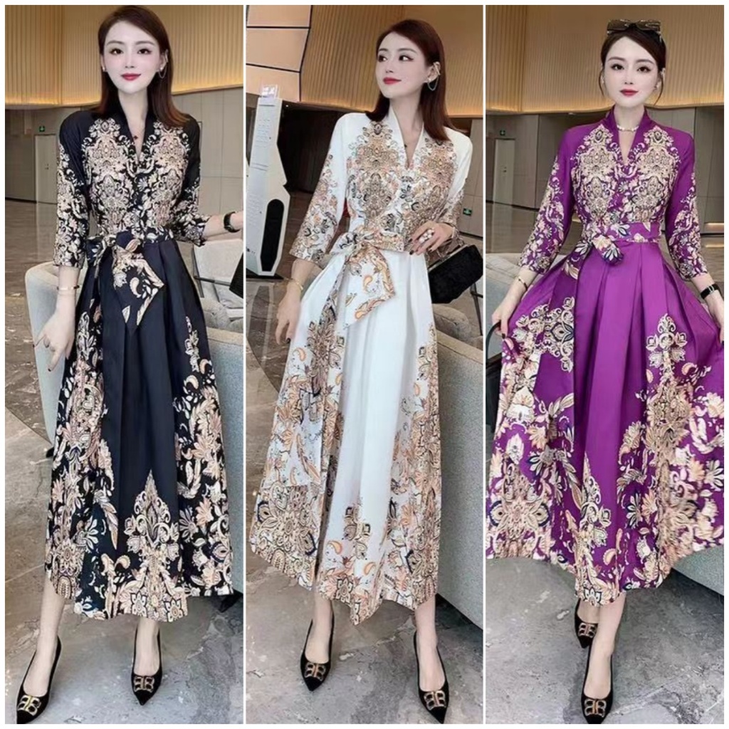 FAN Dress Vintage dress panjang gaun kerajaan  dress hitam mewah gaun pesta mewah