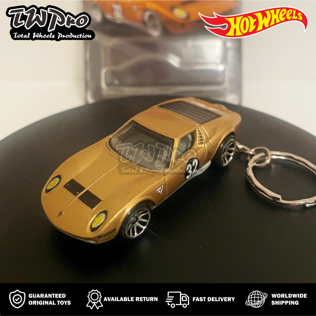 GANTUNGAN KUNCI HOT WHEELS VINTAGE Lamborghini Miura - KEYCHAIN - CUSTOM - TOTAL WHEELS