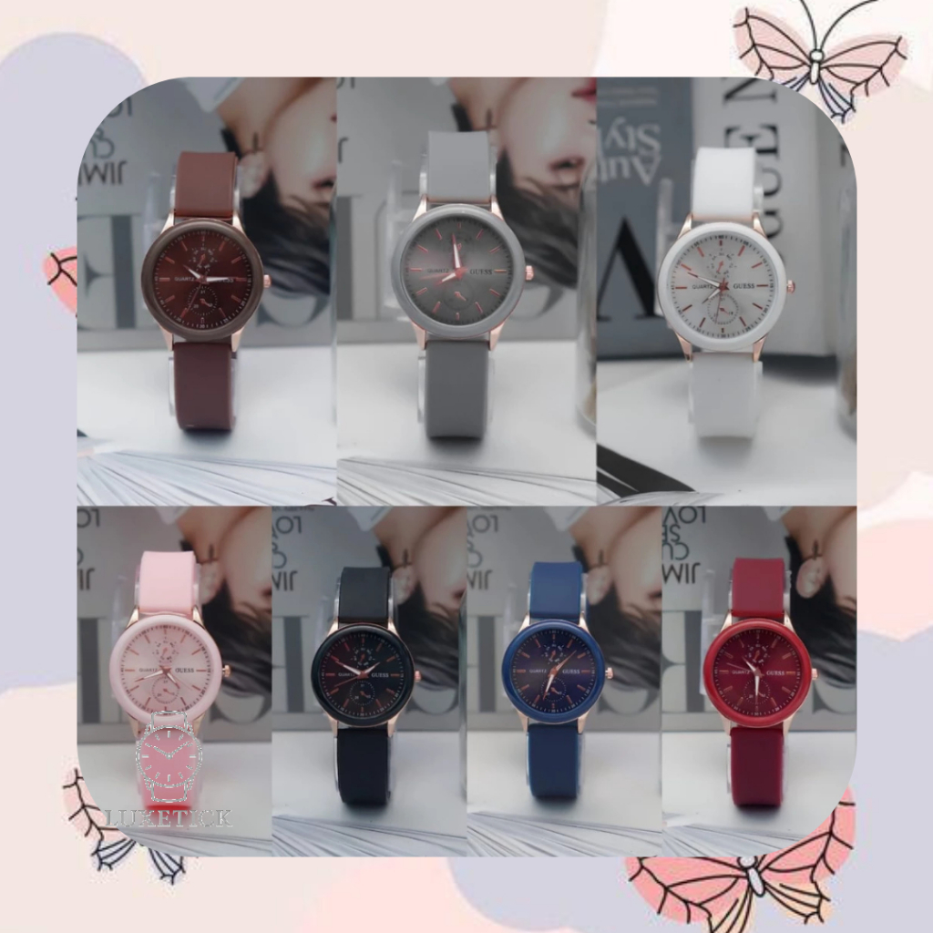 RM060 Jam Tangan Wanita Pria Analog Chrono Variasi Quartz Rubber Watch Grosir High Quality