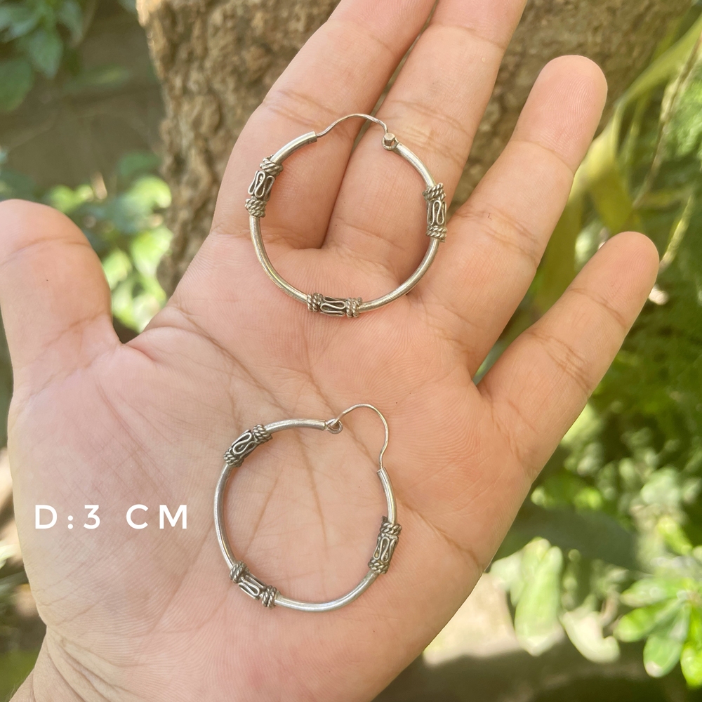 Anting Earrings Perak Silver Bali Bulat Hoop Polos Budhis Lebar Asli 925 Wanita Custom Elegant