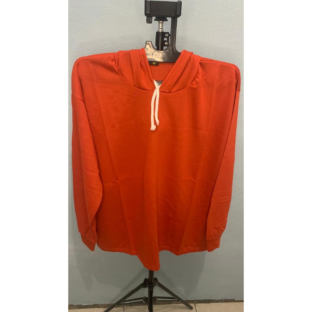 kaos pria lengan panjang hoodie katun polos