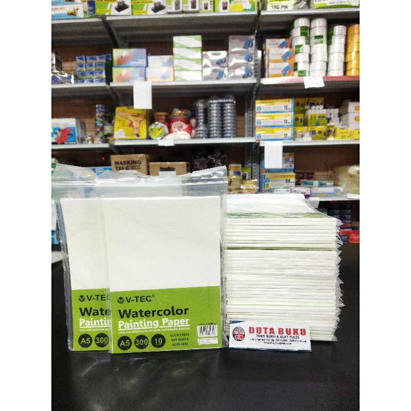 

Kertas Gambar Lukis Cat Air Watercolor / Water Colour Painting Paper V-TEC A5 300gsm Cold Press (10 lembar)