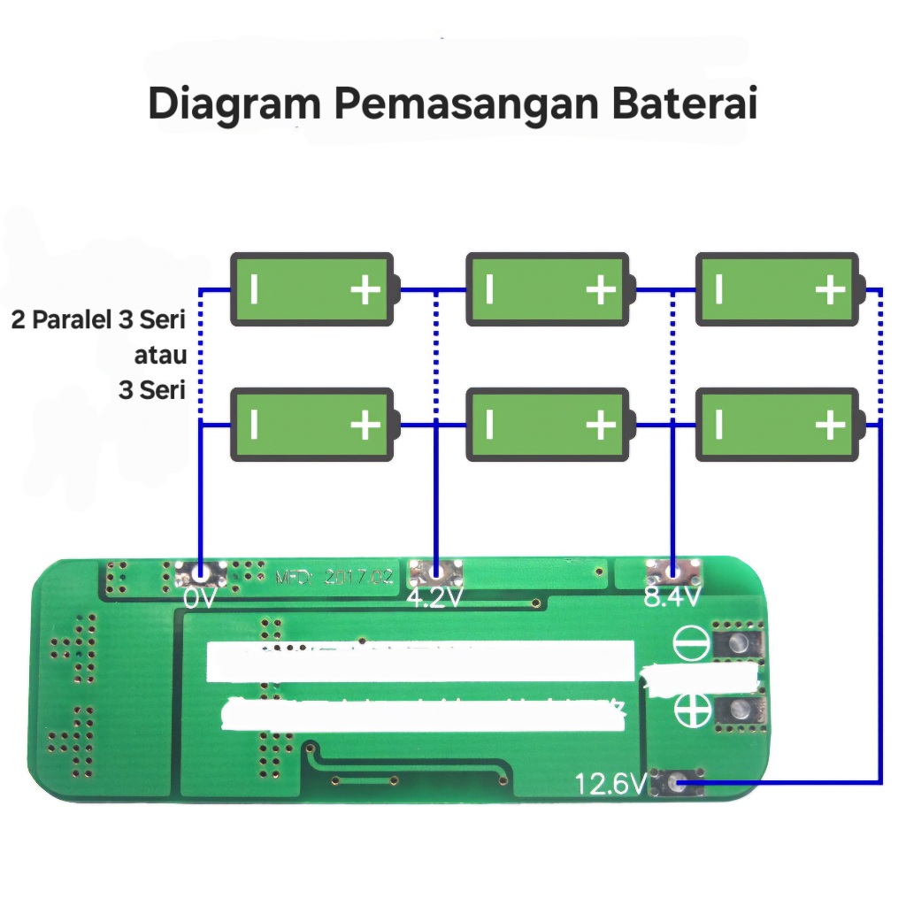 TERJAMIN BMS 3S 3-Series 12.6V 20A Modul Cas Baterai Protection Lithium 18650 With Auto Recovery **