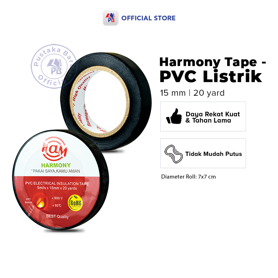 

Isolasi Listrik Hitam PVC / Harmony Tape - PVC Listrik Hitam Ukuran 15mmx14mx200 / PB NON BOOK – PBNB