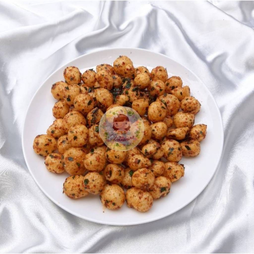 

.250gr Cimol Kering Pedas Daun Jeruk snack asin pedas enak halal (scp)