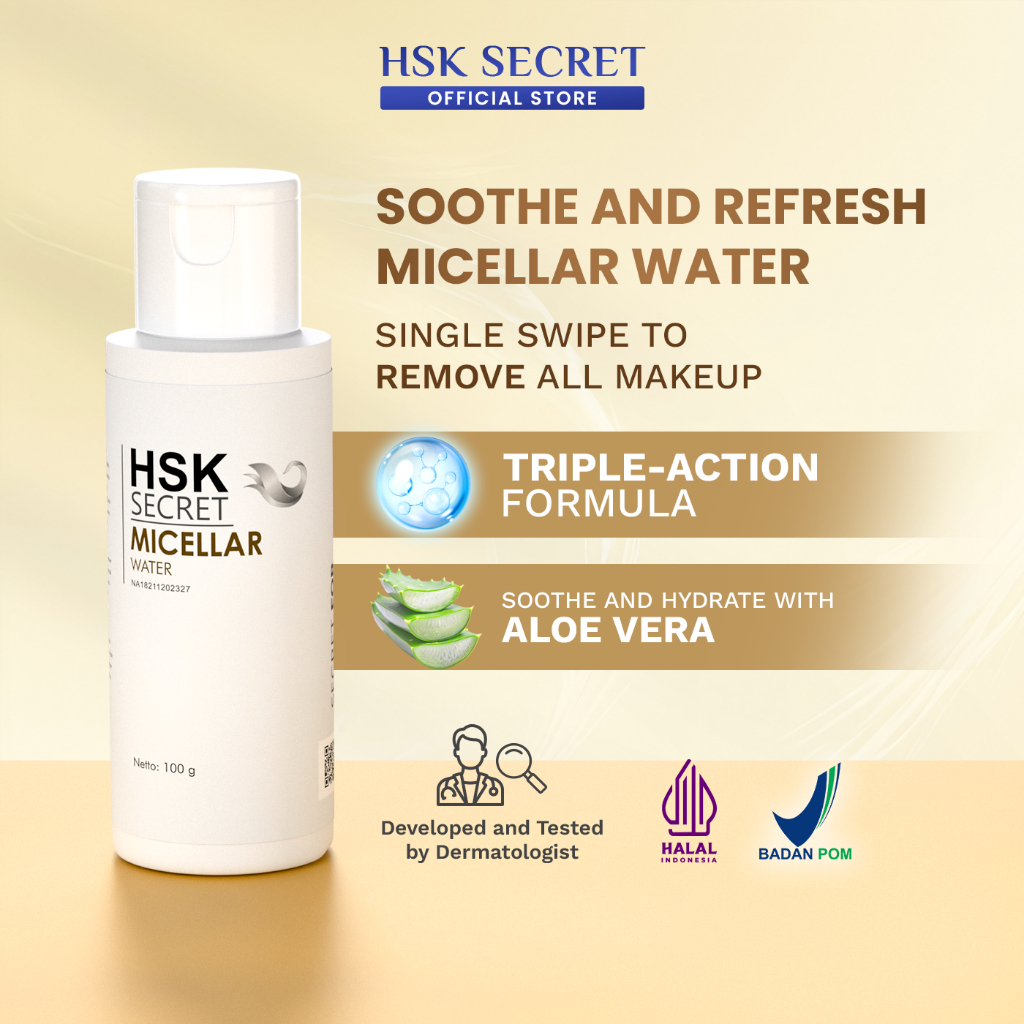 HSK Secret Micellar Water | Untuk Kulit Bersih, Lembab, Segar, Terlindungi dari Radikal Bebas