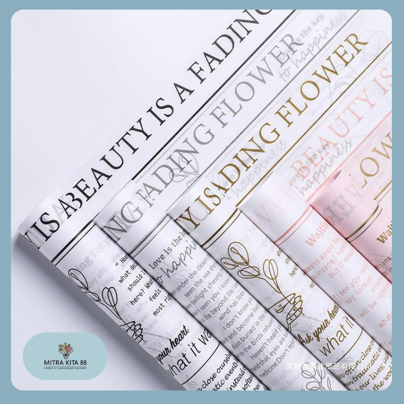 

Kertas Buket Bunga Bunga Motif Koran News Paper Color Flower Wrapping Pearl Pear Paper Sydney Cellophane KB095