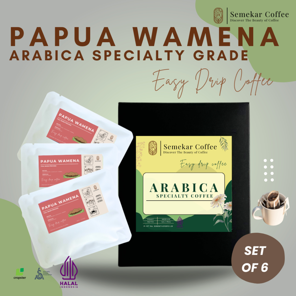 

Semekar Coffee - Kopi Drip Bag Papua Wamena Arabica Specialty - Box 6pcs