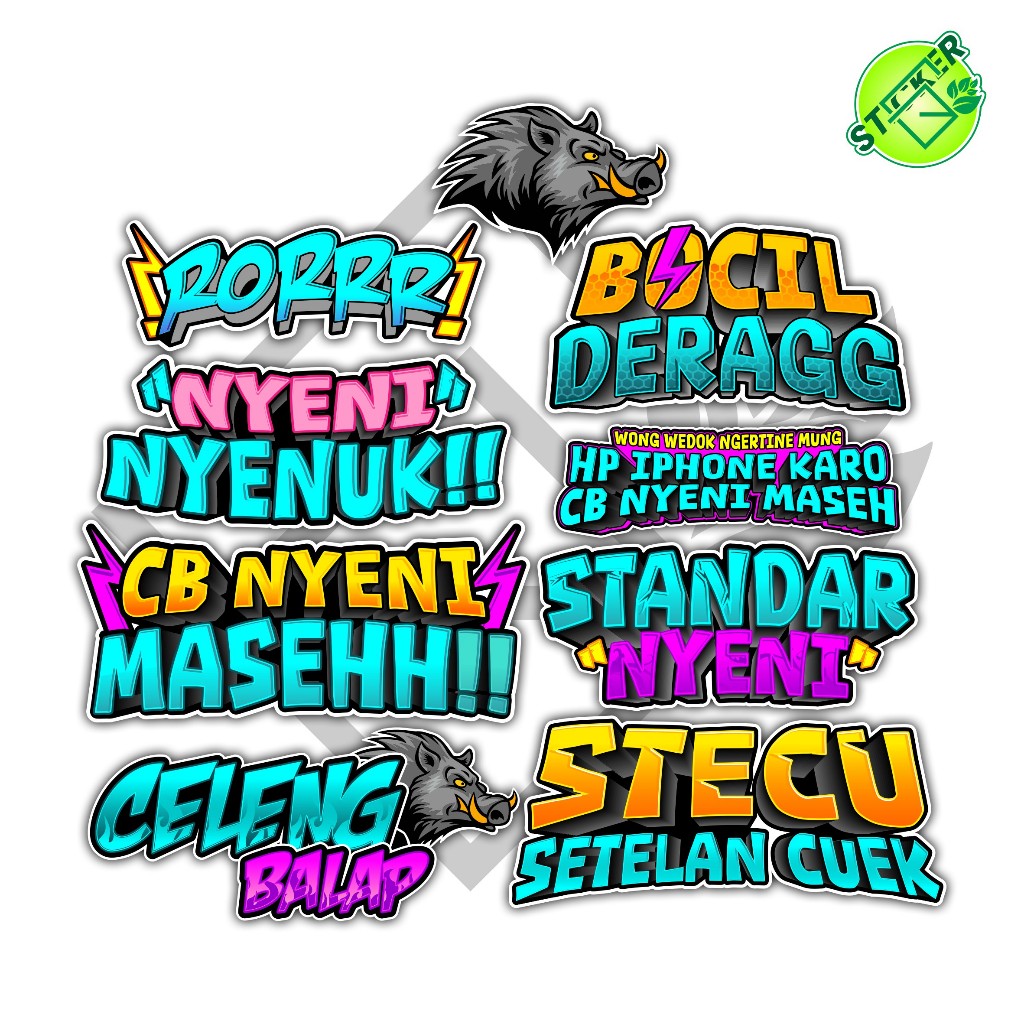 

STIKER PACK ISI 9 CB NYENI MASEH RORRR BOCIL DERAGG STANDAR NYENI STECU SETELAN CUEK
