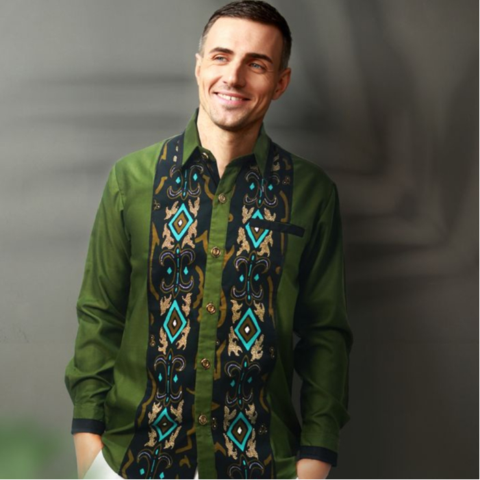 BATIK KERTABUMI GREEN ARROY - Batik Pria Lengan Panjang, Premium dan Elegan