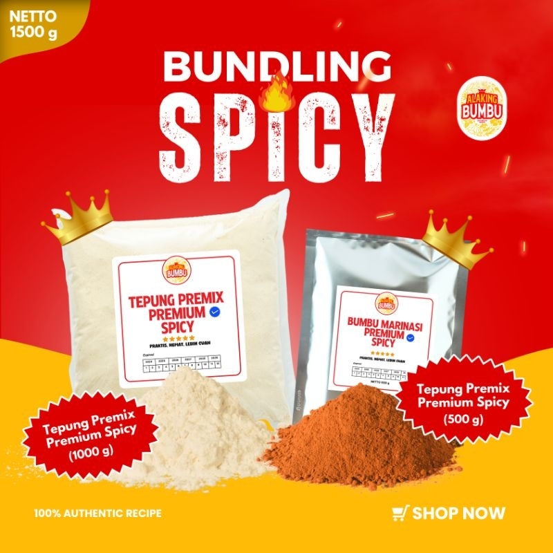 

ALAKING BUMBU Bundling Paket Hemat Tepung Premix Spicy & Bumbu Marinasi Spicy Siap Pakai