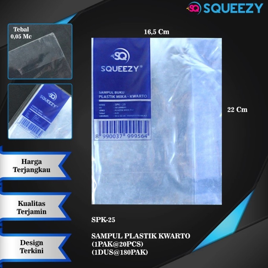 

[SQUEEZY - KWARTO] Sampul Plastik TEBAL - Squeezy - Ukuran KWARTO isi 20
