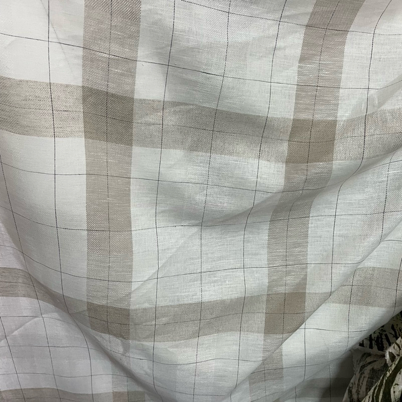 kain katun linen - kain katun linen motif kotak - kain katun linen style premium - kain katun linen 