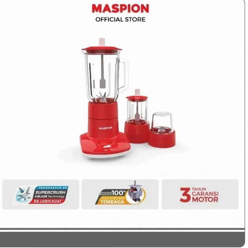 Blender Maspion 3in1 MT1263GL Gelas Kaca Bumbu kering dan basah Motor Tembaga Garansi 3Tahun