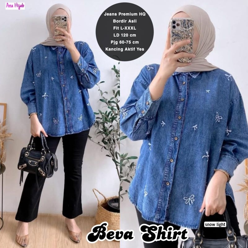 ALFATH SAGUNA_BEVA SHIRT / NAWA LONG TUNIC JEANS PREMIUM ORI ANA HIJAB