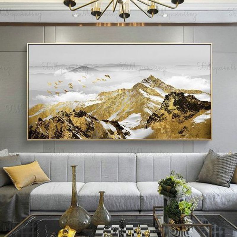 Lukisan dinding pemandangan di atas gunung