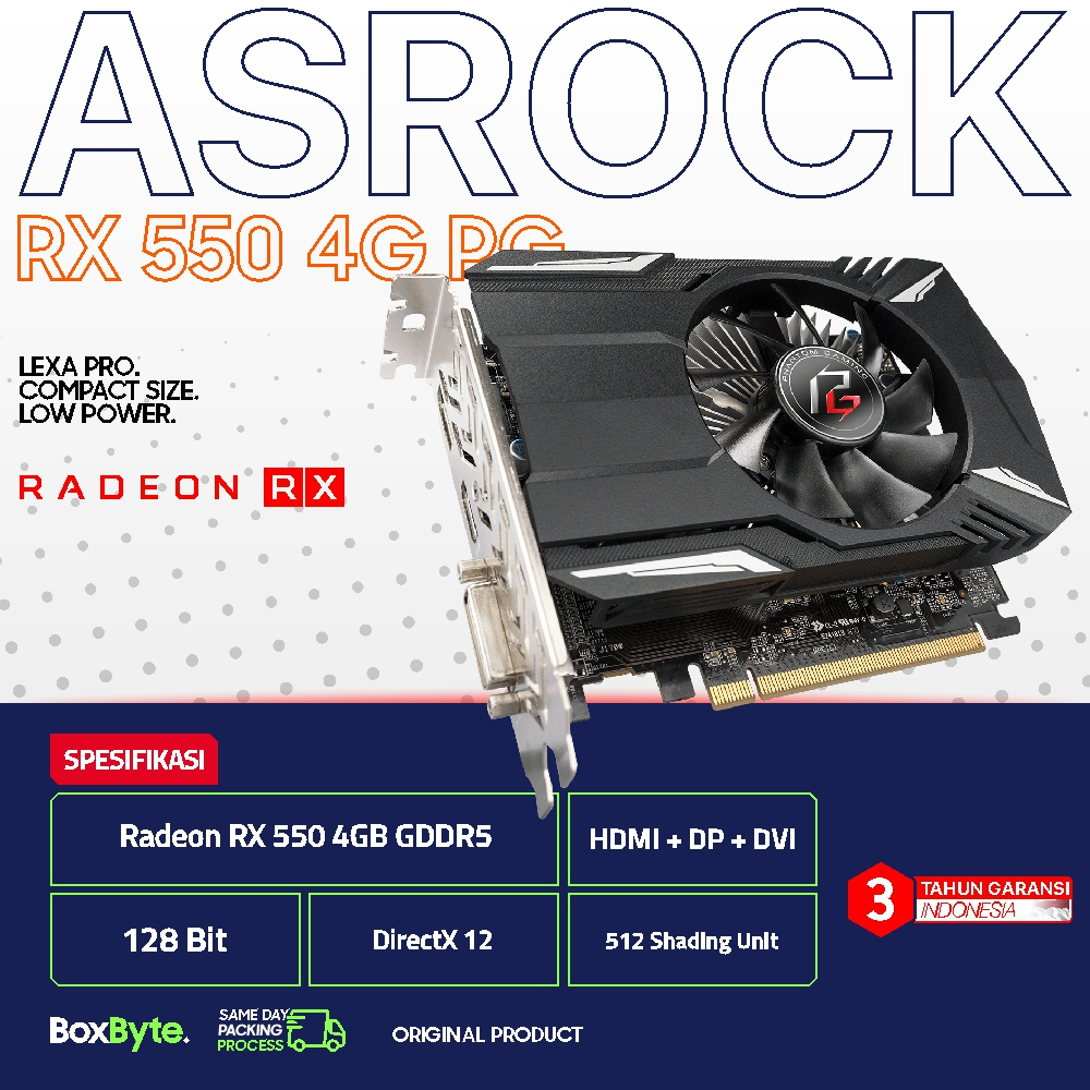 VGA Radeon RX 550 4GB GDDR5 ASROCK Phantom Gaming / VGA RX 550 4GB