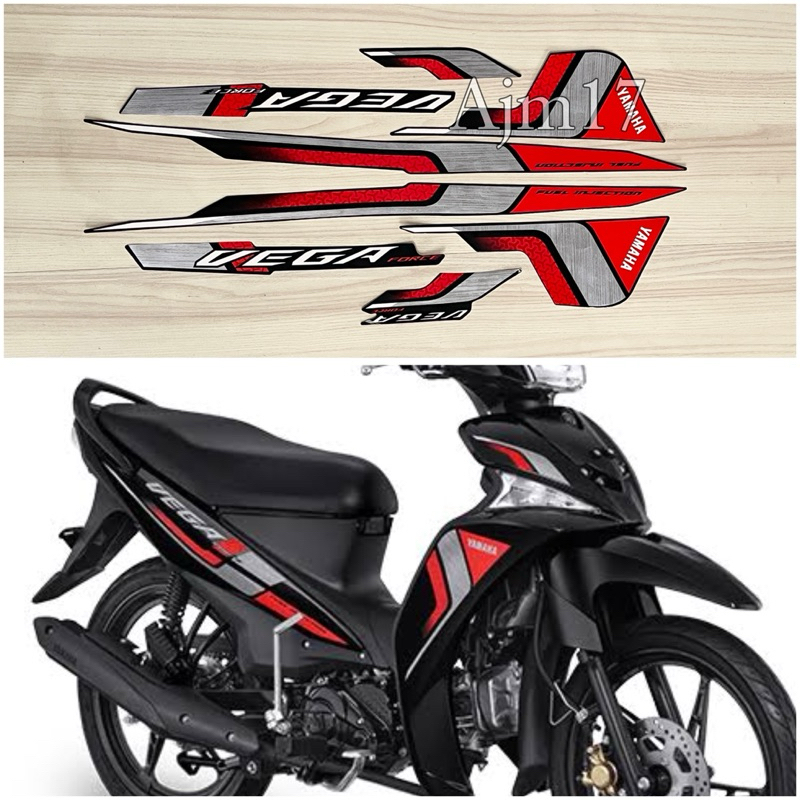 STIKER STRIPING VEGA FORCE 2021 HITAM LIS MERAH
