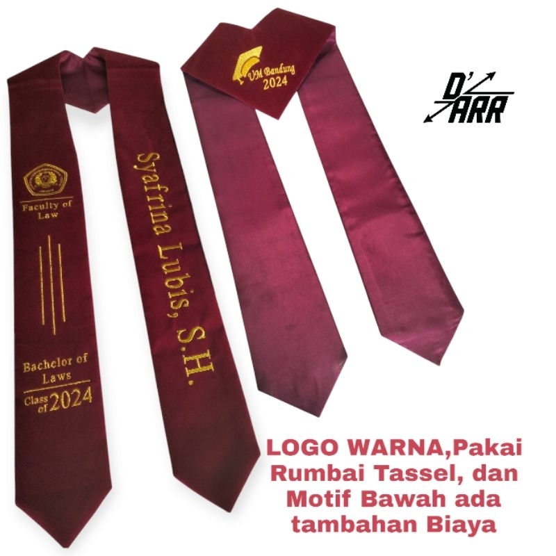 ( P.O 2-3 Hari ) TERMURAH Slempang Selempang Wisuda Leher Beludru Bordir Custom Nama / Slempang Wisu