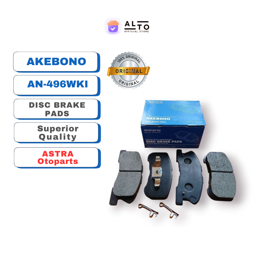 Brake Pad Kampas Rem Depan Agya Ayla Matic 2013 (Keatas) Akebono [AN-496WKI]