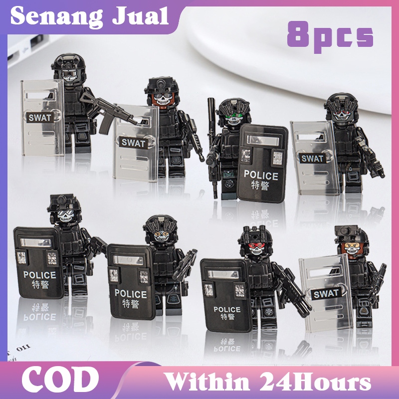 Isi 8 Mainan Orang Orangan Tentara / Minifigur Polisi Hantu / Tentara Polisi Seri Militer