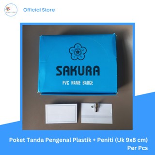

Name Tag Name Badges SAKURA - Plastik Name Tag ID Card Holder Kartu Tanda Pengenal Jepit Saku Dada + Peniti