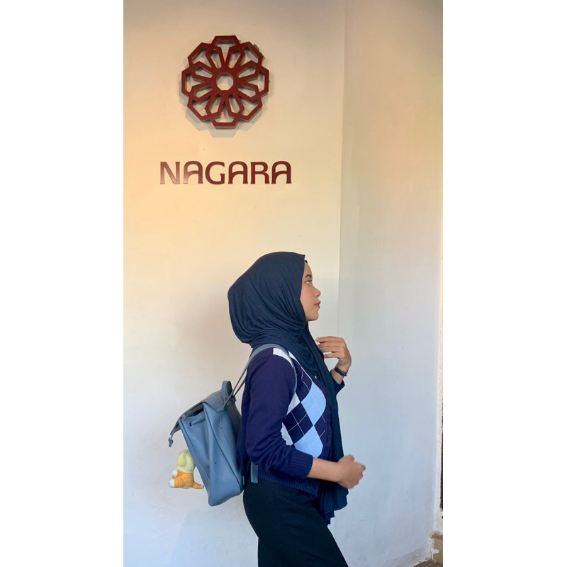 preloved tas miniso backpack kulit biru