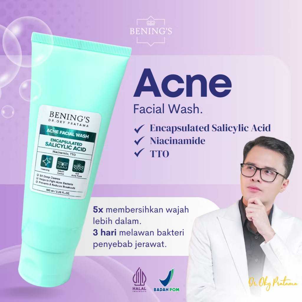 Bening's Facial Wash Acne | Sabun Wajah Untuk Jerawat Beruntus Benings Clinic / Bening's Indonesia