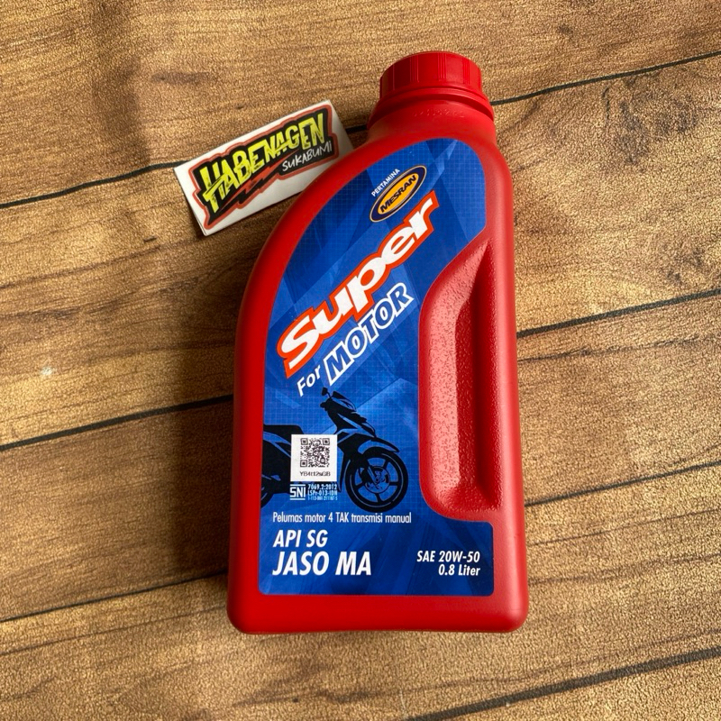 Oli Oil Pelumas Pertamina Mesran Super 800 Ml Mesin Motor Bebek Matic 4 Tak Sae 20W-50 Asli