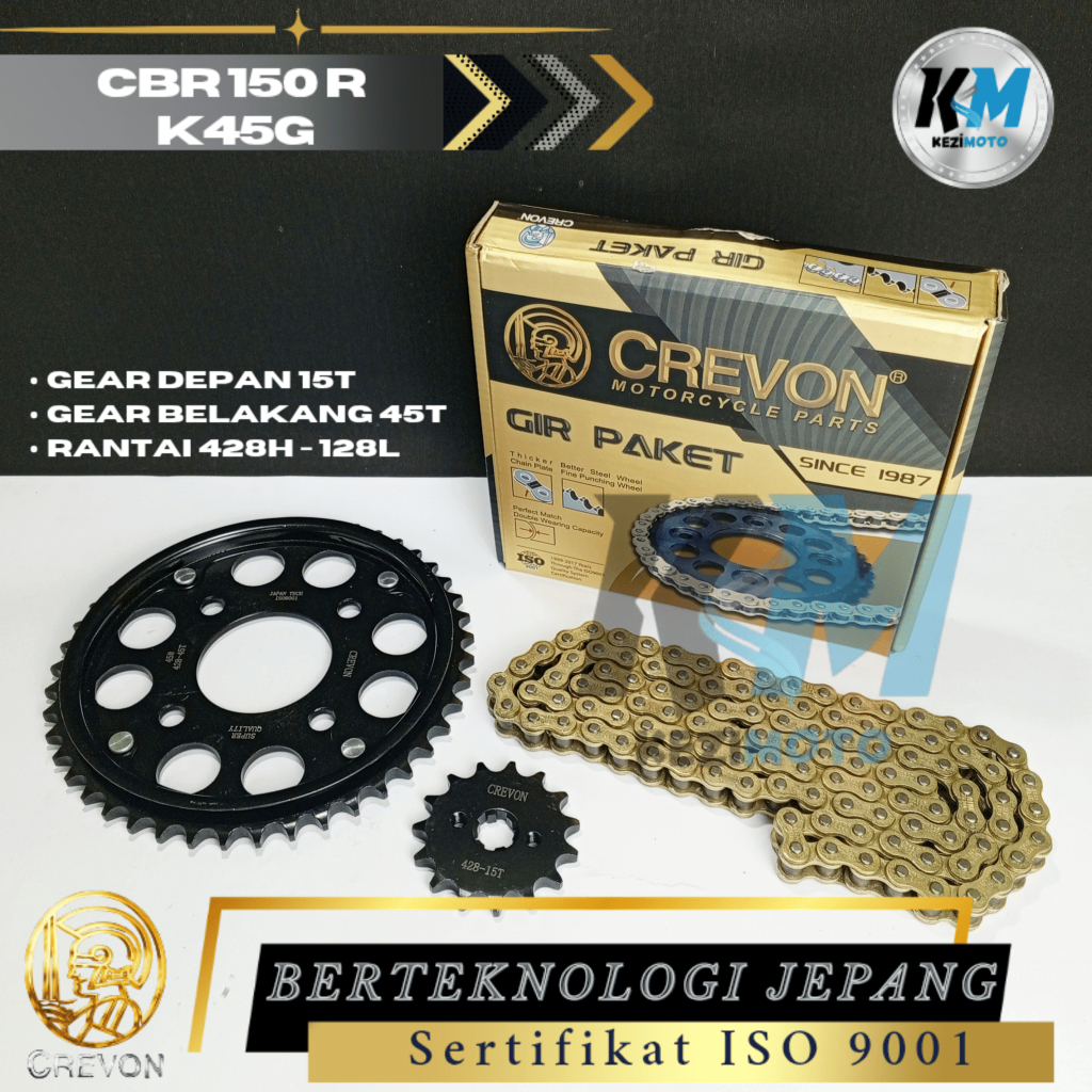GEAR GIR SET PAKET CB 150 R (2014-2018), CB 150 R (4 Lubang Baut) CRV (GEAR BELAKANG, GEAR DEPAN, RA