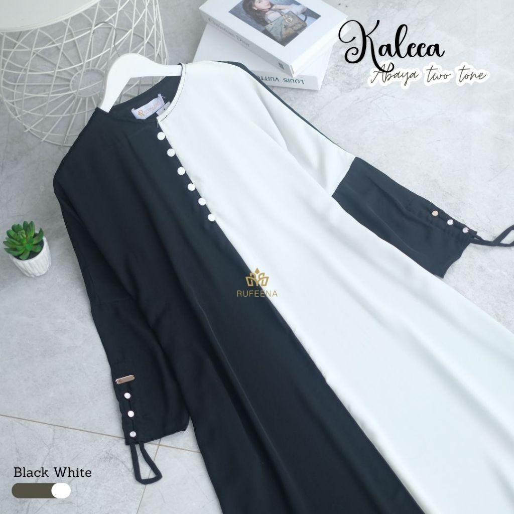 SUKAHIJAB X RUFEENA - Kaleea Abaya Gamis Hijab Polos Warna Hitam  Putih Terbaru 2025 Remaja Aestheti