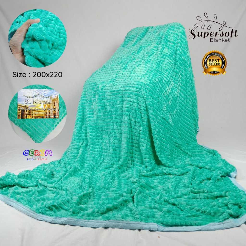 Selimut Bulu Polos Lembut Halus Dewasa ST MICHAEL 200x220 cm - Peach