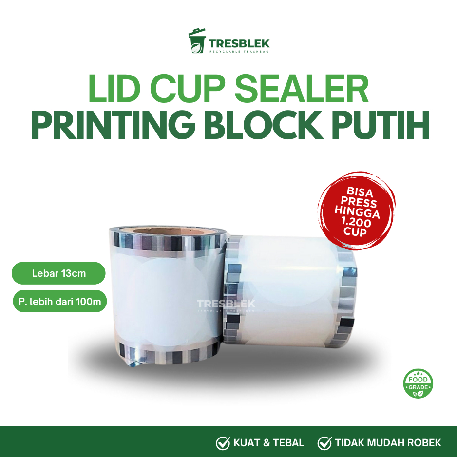 [ANDALAN] PLASTIK LID CUP SEALER PUTIH | LID CUP SEALER BLOCK PUTIH | LID CUP PLASTIK | LID SEALER