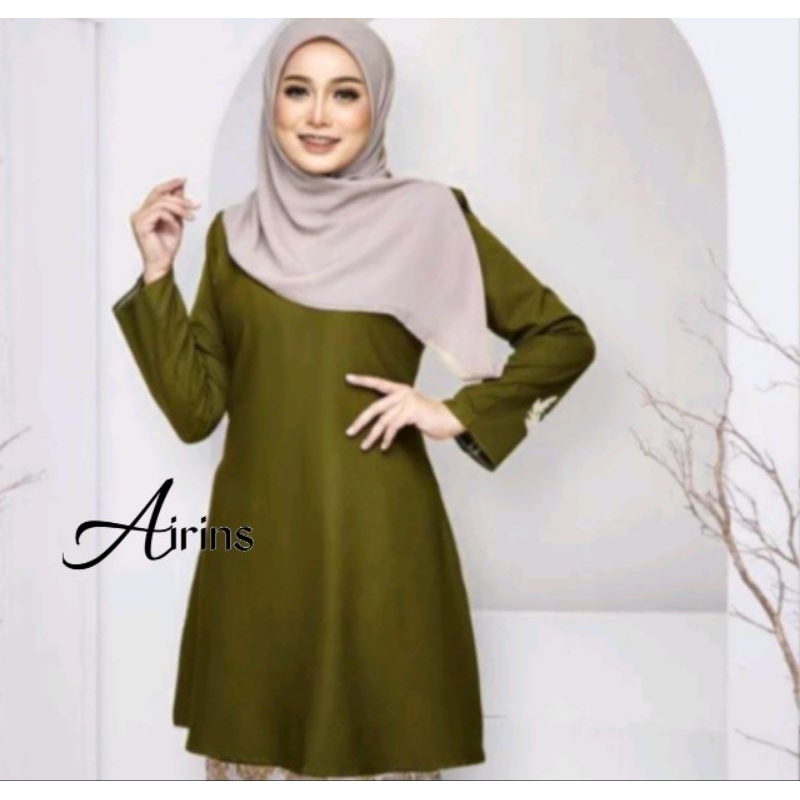 Baju Kurung Melayu Wanita Atasan Tunik Kebaya Modern Polos