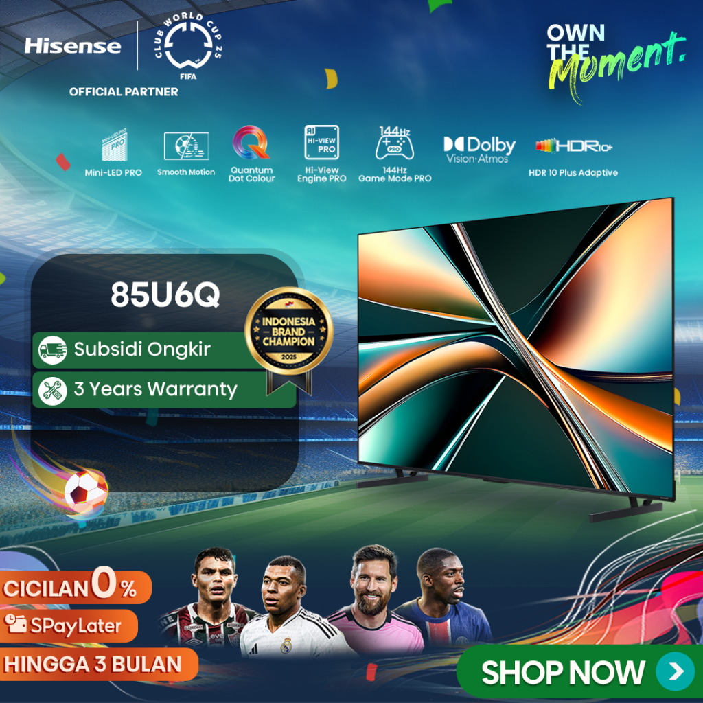 Hisense 85 inch - 85U6Q - 4K Vidaa  TV - Dolby Vision Atmos - Mini LED