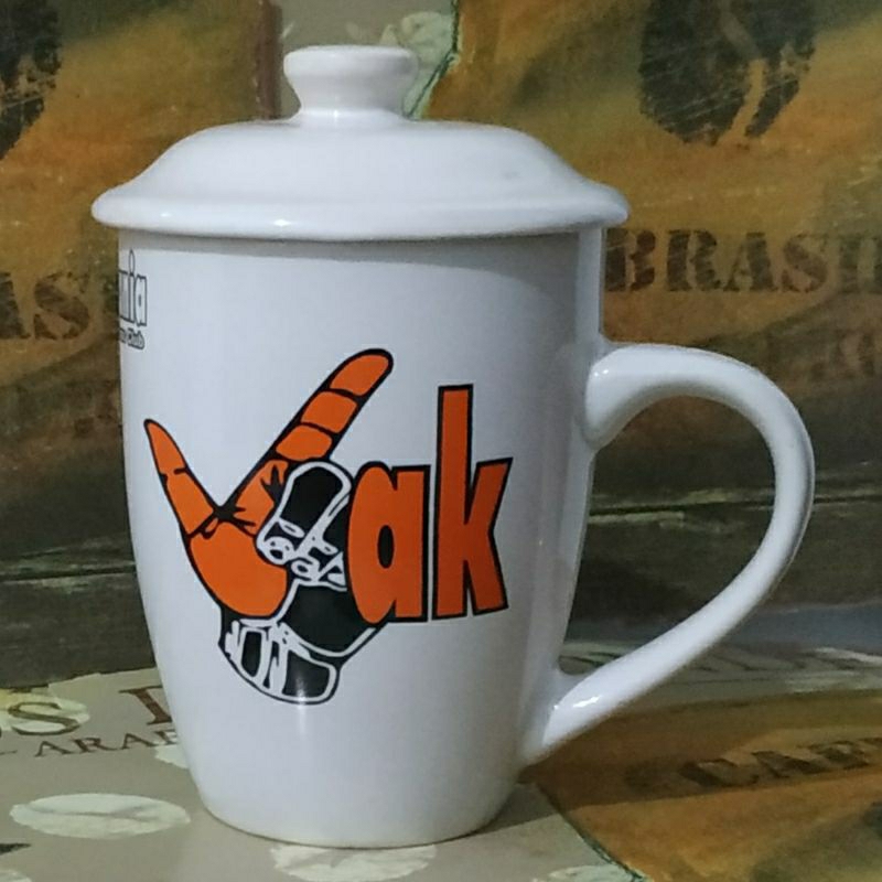 Mug Keramik +Tutup Mug Keramik Logo Permanen Seumur Pemakaian