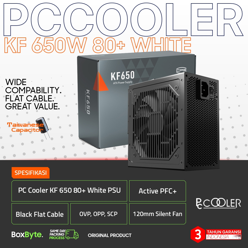 PC COOLER KF650 PSU 650W 80+ White Flat Cable / Power Supply PCCOOLER
