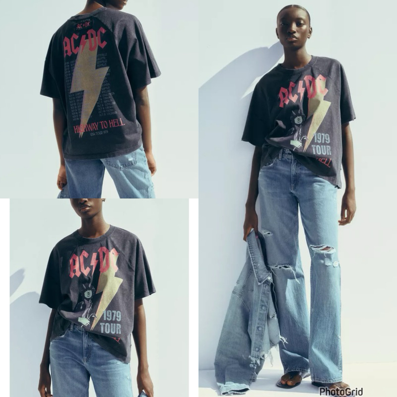 Zara tshirt karakter gambar orang bambi mickey acdc New california bestseller original store Free pa