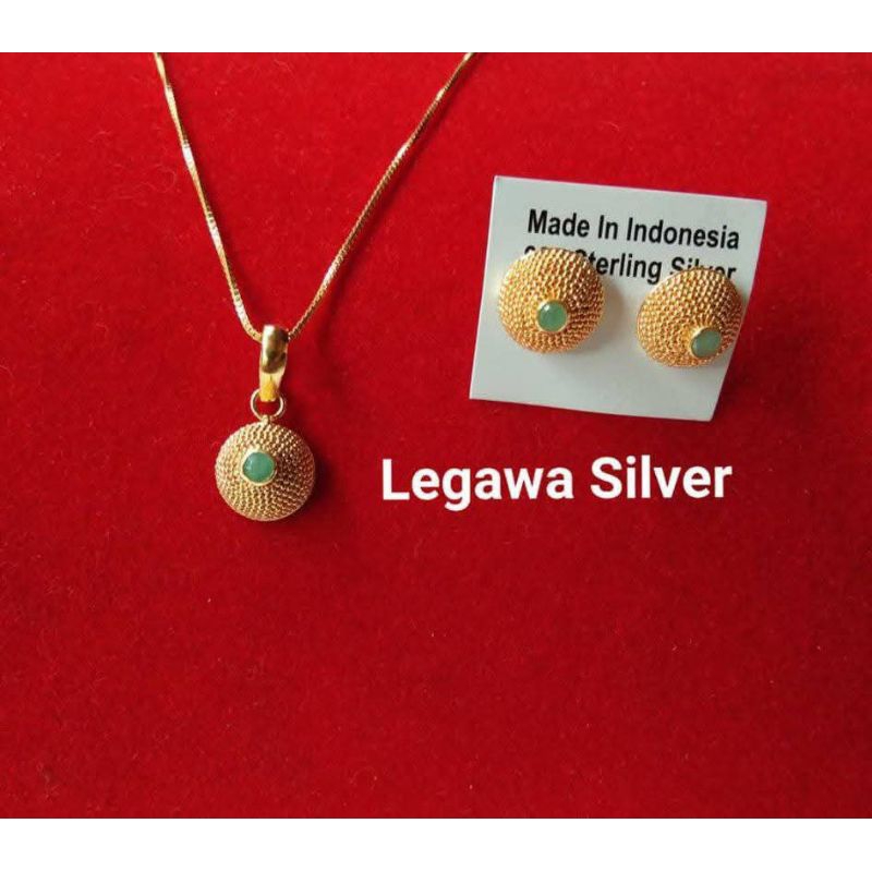 set perak model pasir / set perak model pasir lapis emas